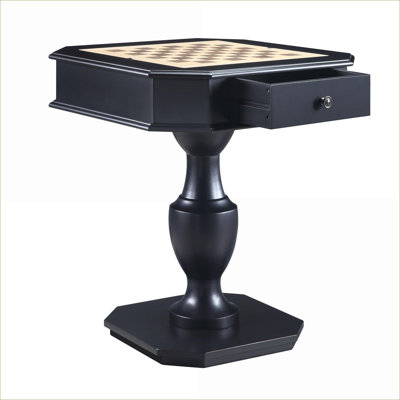 Table multi-jeux réversible avec rangement FlowLuxe Galini à finition noire 3 en 1