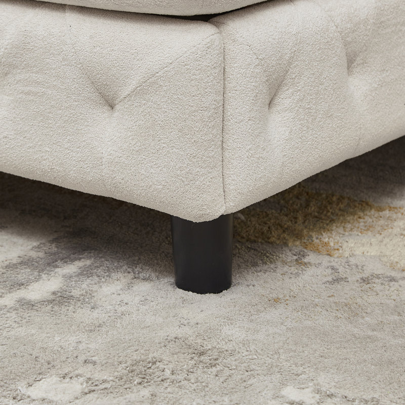 Canapé moderne en chenille trois pièces avec deux chaises longues, Chenille beige