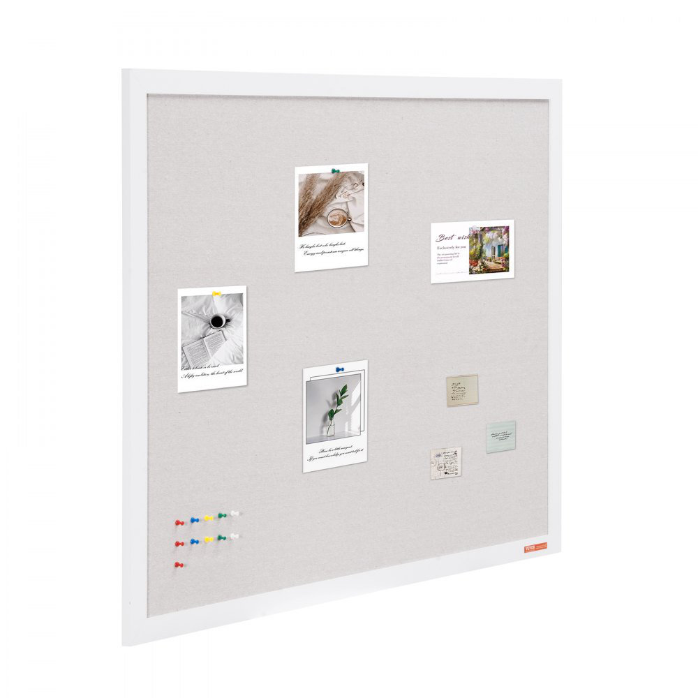 White Cork Board with Linen Surface – Stylish Wall-Mounted Bulletin Board for Home, School, Office – Elegant & Functional Noticeboard