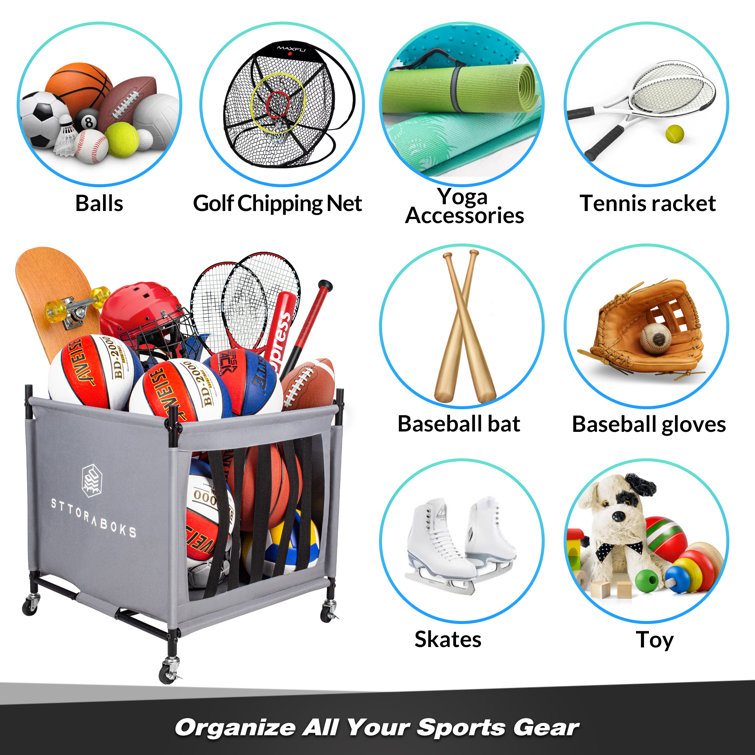 Sttoraboks Garage Sports Equipment Organizer, Balls Storage System for  Garage, Ball Storage Rack for Indoor/Outdoor, Storage Bins for Sports Gear