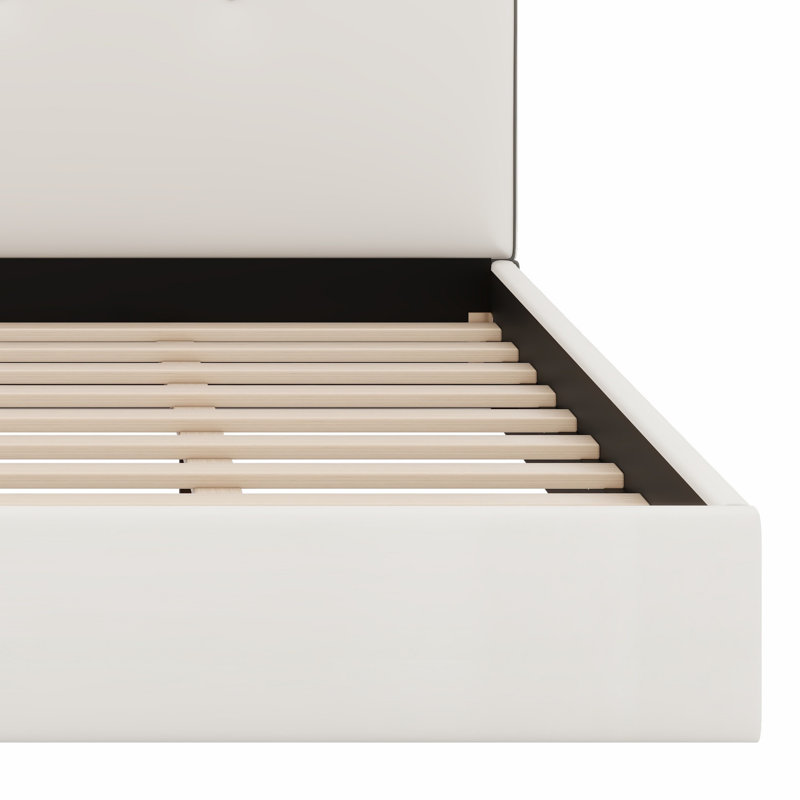 Structure de lit plateforme tapissier avec tête de lit confortable