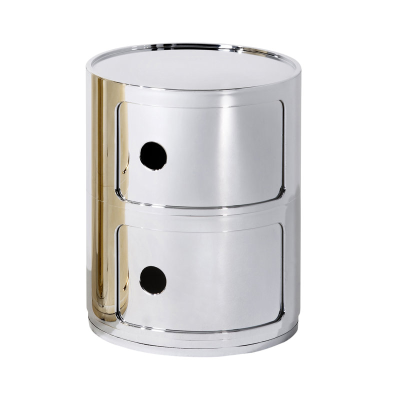 Precious Componibili Round Storage Modules, 2 Hi, Chrome