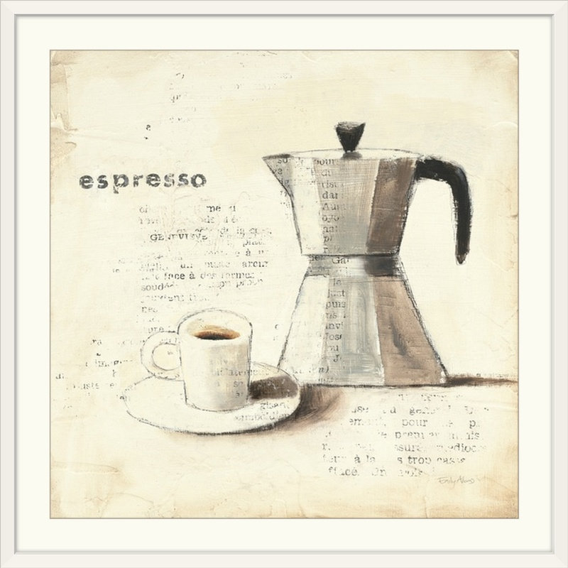 « ii » par emily adams, impression Parisian Coffee, H 38 po x l 38 po x P 1 po, Cadre blanc