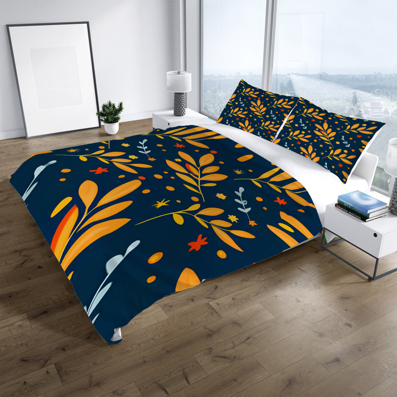 Duvet Cover, Twin Duvet Cover + 1 Queen Sham, Blue/Yellow/Orange