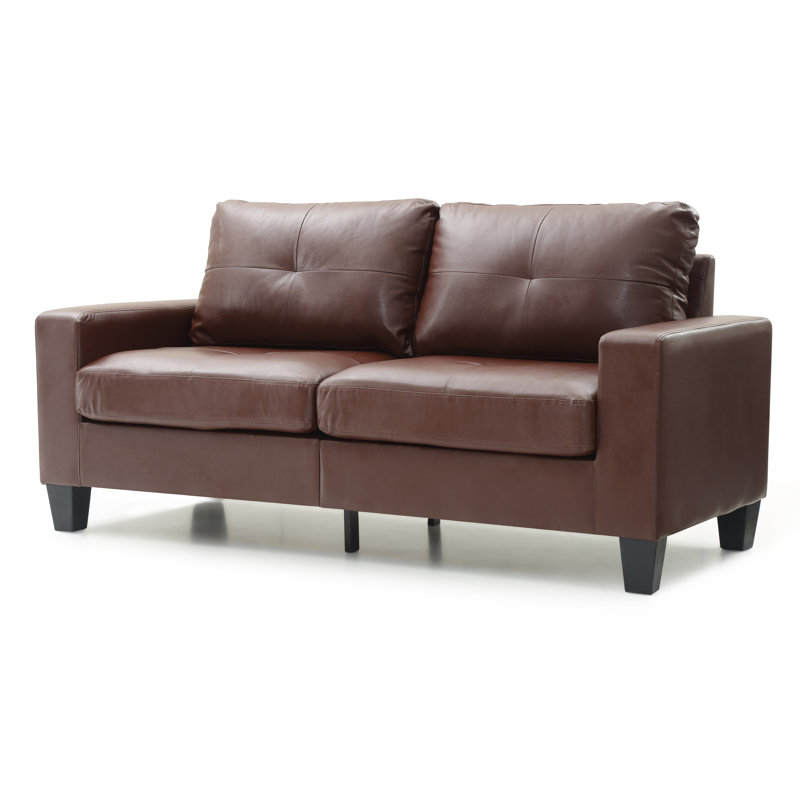 Mucci Upholstered 58'' Loveseat, Black Faux Leather, 36" H x 71" W x 32" D