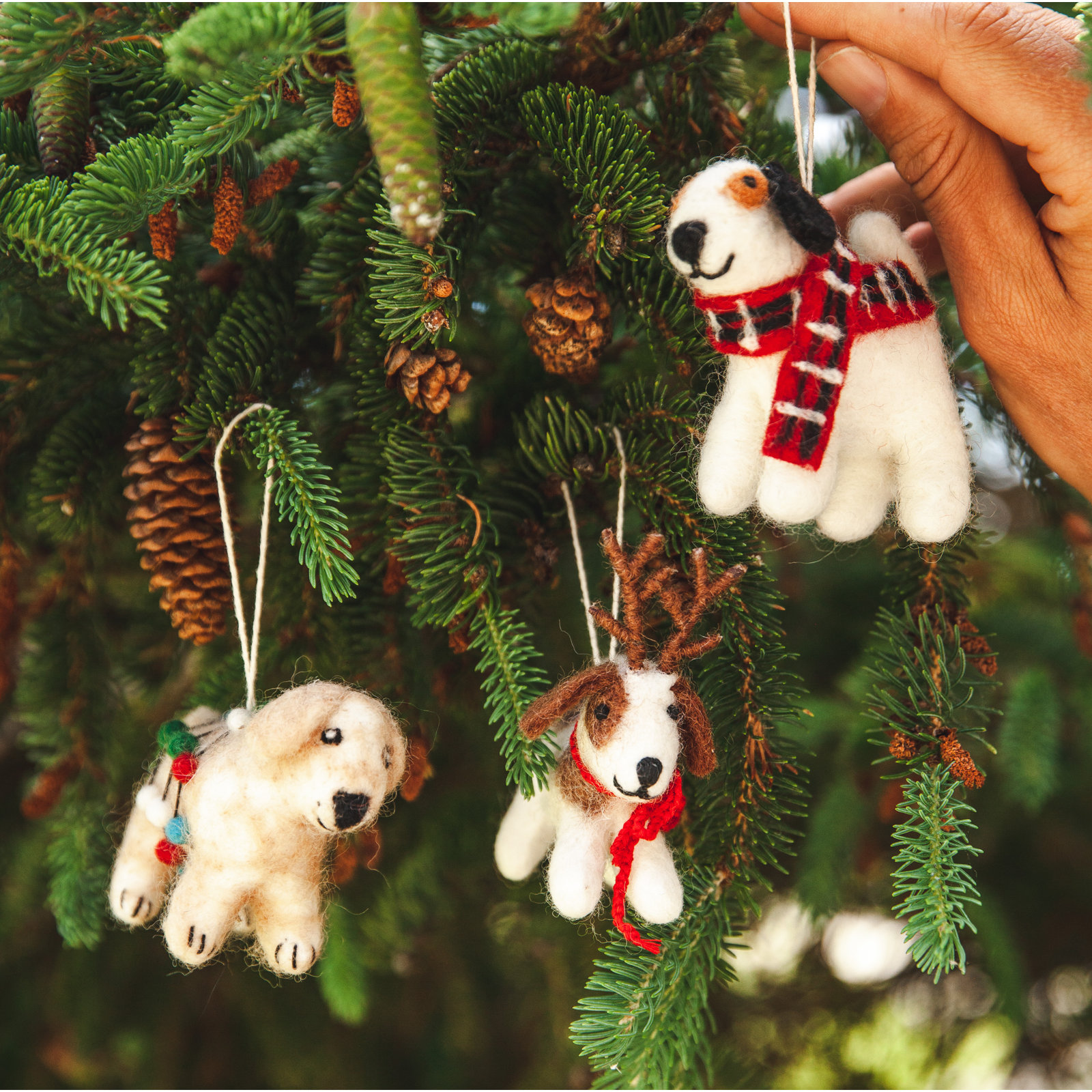 Felted Festive 3" Dog Ornament