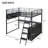 Metal Loft Bed With Desk, Bookshelf & Angled Ladder – Space-saving Black Frame For Teens-269687726
