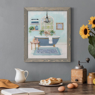 «Blue Bath I», peinture sur toile encadrée