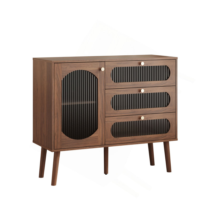 Armoire décorative avec 3 tiroirs et porte, armoire de rangement en bois avec tablettes, buffet de salon, vestibule