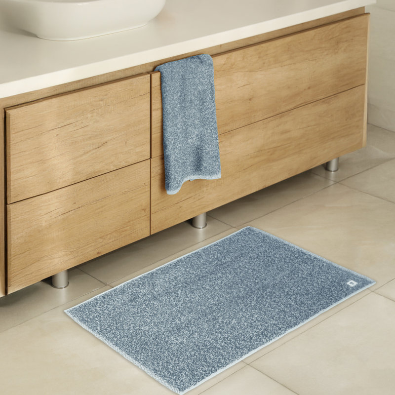 Tapis de bain deux tons Cariloha - Viscose moelleuse de bambou 20 po x 32 po - Vert oasis, Bleu lagon