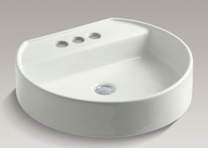 Chord Wading Pool Vessel Bathroom Sink, White, 4" Centers