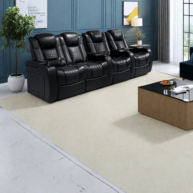 Fauteuils inclinables de luxe réglables, cuir véritable, cinéma maison moderne noir