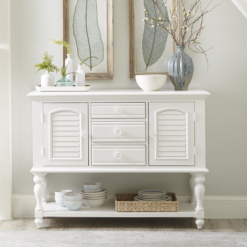 Oyster White Mirrored Pine and Poplar Server
