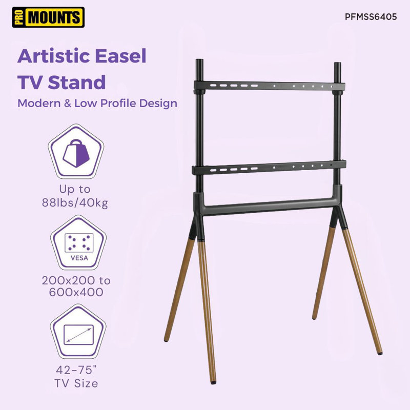ProMounts Easel TV Stand Mount for 42"-84" TVs and Holds Up to 99 Lbs.