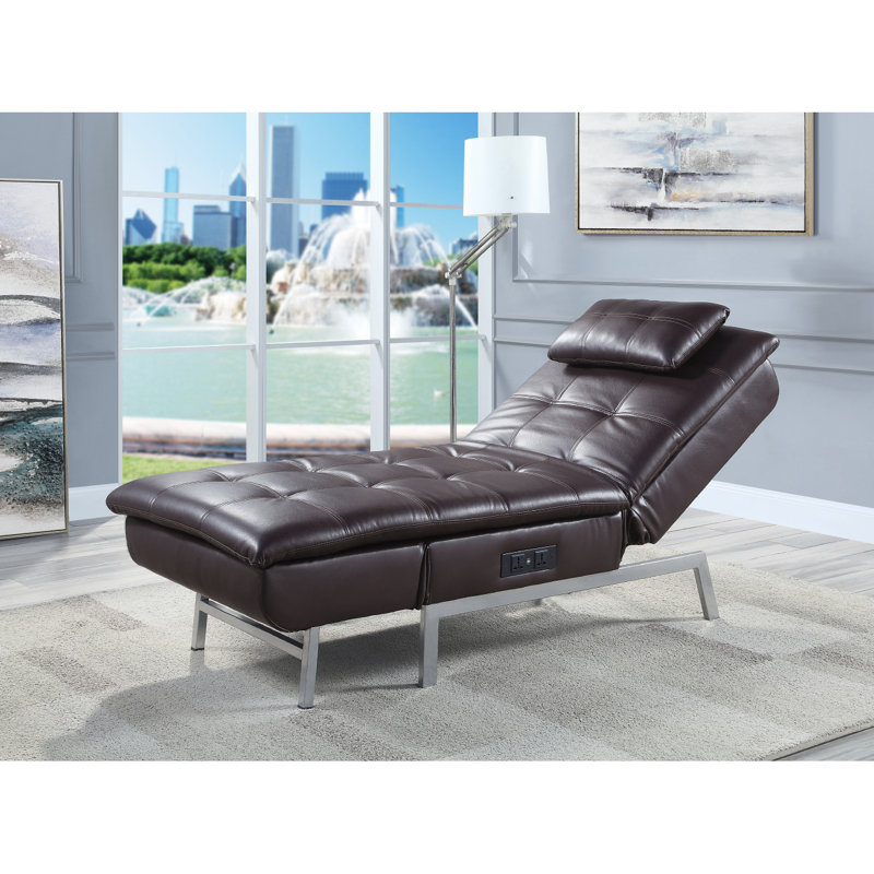 Chaise longue Modern Padilla avec coussin et port USB en tissu