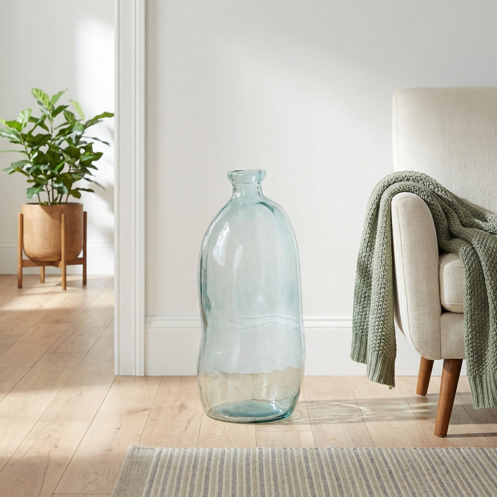 Dorival Floor Vase, Blue, 28.80" H x 13.05" W x 13.30" D