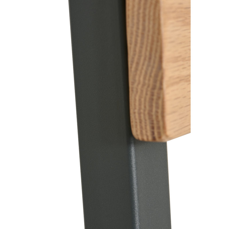 Tabouret de bar Parker - Siège et dossier en chêne naturel - Structure en acier anthracite, Tanné