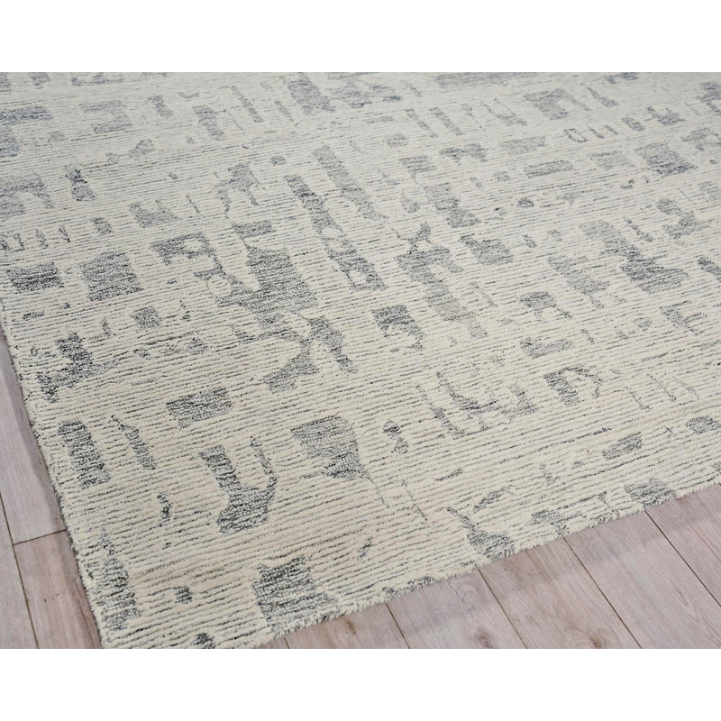 Aspen Hand Tufted Abstract Area Rug, Rectangle 12' x 15', Gray/Ivory