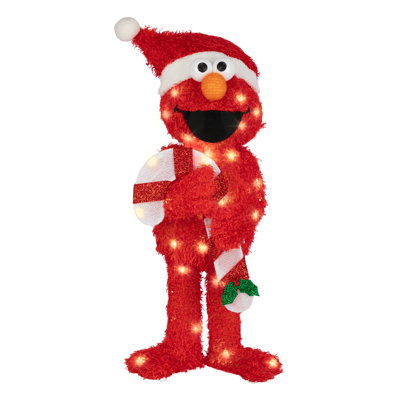 3D Christmas Lighted Tinsel Sculpture-Elmo-28"-Sesame Street