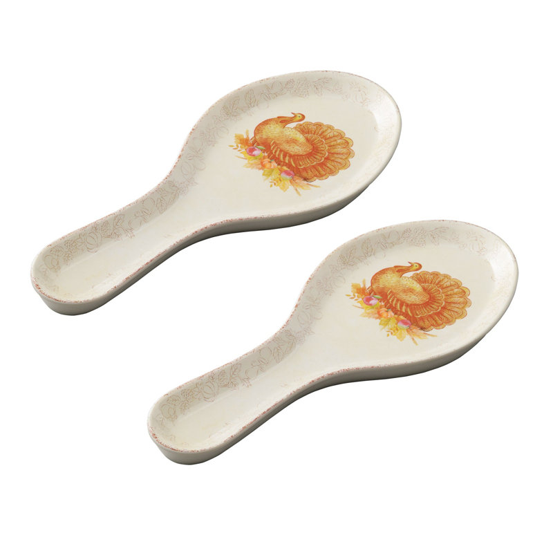 2-Piece Glitter Turkey Spoon Rest