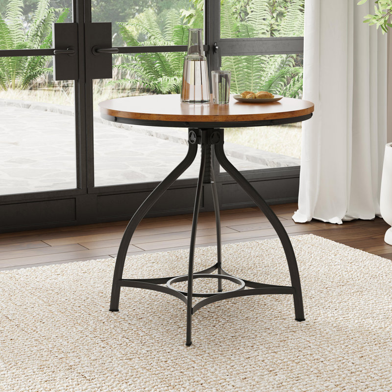 Kerome Round Adjustable Bar Table, Brown