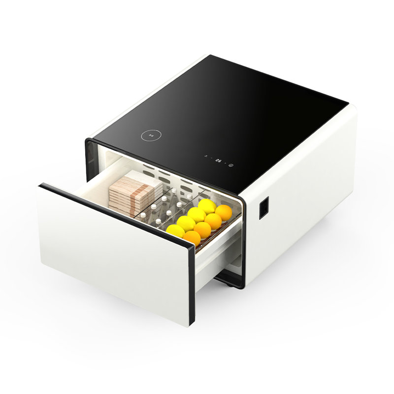 Smart Table With Built-In Refrigerator, Ports, - Modern Luxury End For Bedroom And Living Area Fridge Side Wireless Charging, Power Socket, Study Room Socket