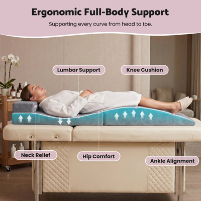 Ergonomic Lash Bed Topper with Lash Pillow, Foldable Foam Cushion for Lash Extensions and Beauty Salon, Curvy Massage Cushion