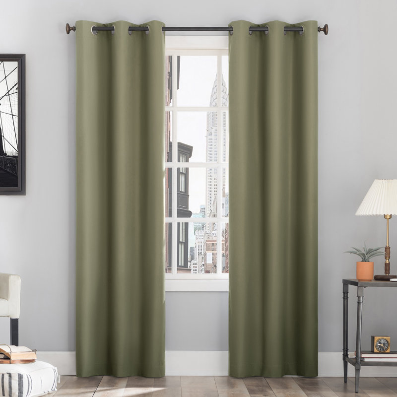 Thermal 100% Blackout Grommet Curtain Panel - Basics by Wayfair™, 40" W x 63" L, Olive Green