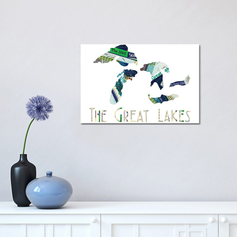 «Great Lakes» par Paper Cutz - impression sur toile tendue, H 12 po x l 18 po x 1,5 po