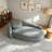 Modern Oval Single Lazy Sofa Chair Lounge Chaise with Integrated Backrest, Side Armrest and Pillow-818344039