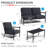 4-Person Steel Seating Group With Glass Table-401881815
