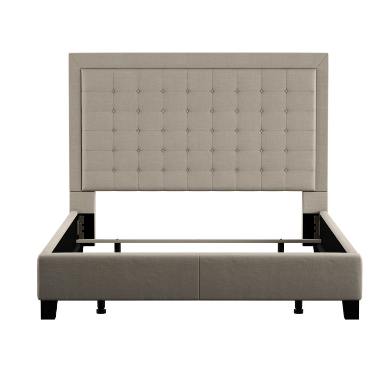 Kaster Upholstered Platform Bed, Heathered Dark Gray Linen, Queen