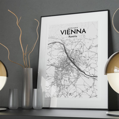 Vienna City Map In Ink - No Frame Print