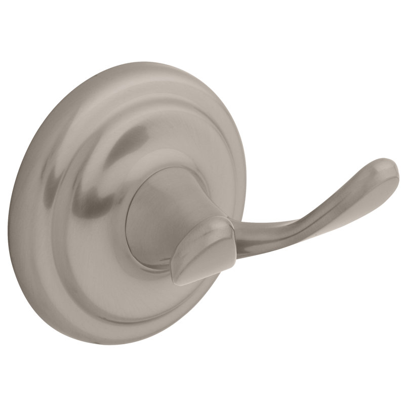 Jamestown Wall Mounted Double Robe Hook, Brushed Nickel