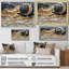 Golden Eclipse on Marble Dancing Waves I - Abstract Realism, art mural-758969260-758969262-758969259