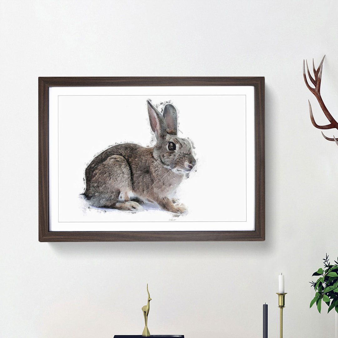 Brown Bunny Rabbit in Abstract - Picture Frame Painting Print