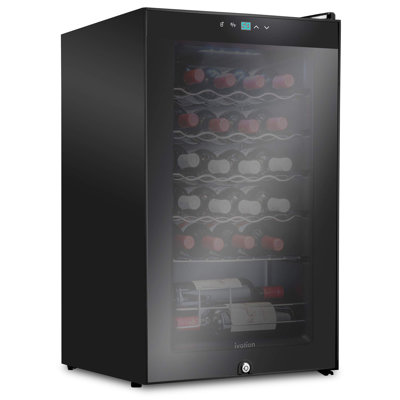 Ivation 24 Bottle Compressor Wine Refrigerator, Freestanding Wine Cooler with Lock, Black — FIN-0015325 | Fridge.com