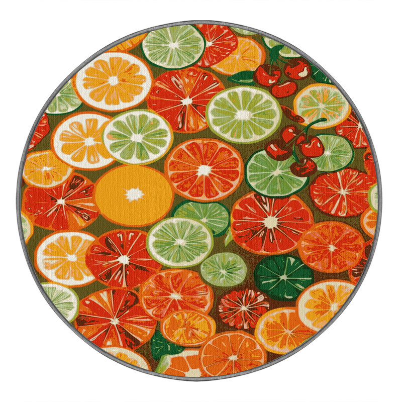  Tapis lavable à fruits confits, Rond 3 pi