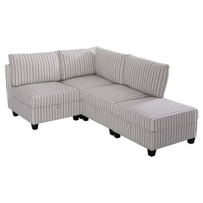 Modular Sectional Sofa, Convertible Sofa Seat With Storage, Sleeper Sectional Sofa Set, Fabric Flexible Modular Combinations for Living Room(4seats)