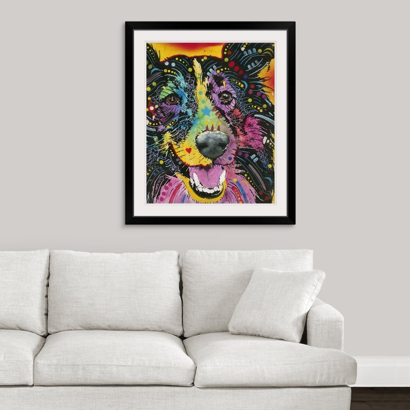 « sourire collie », impression, Cadre noir, H 38 po x l 32 po x P 1 po