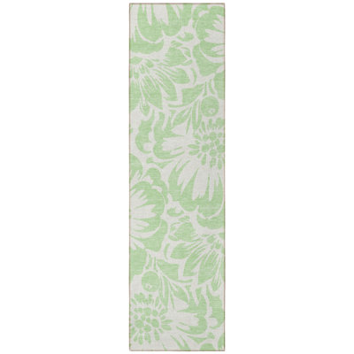Tapis de couloir intérieur 8 po vert et ivoire lavable antidérapant