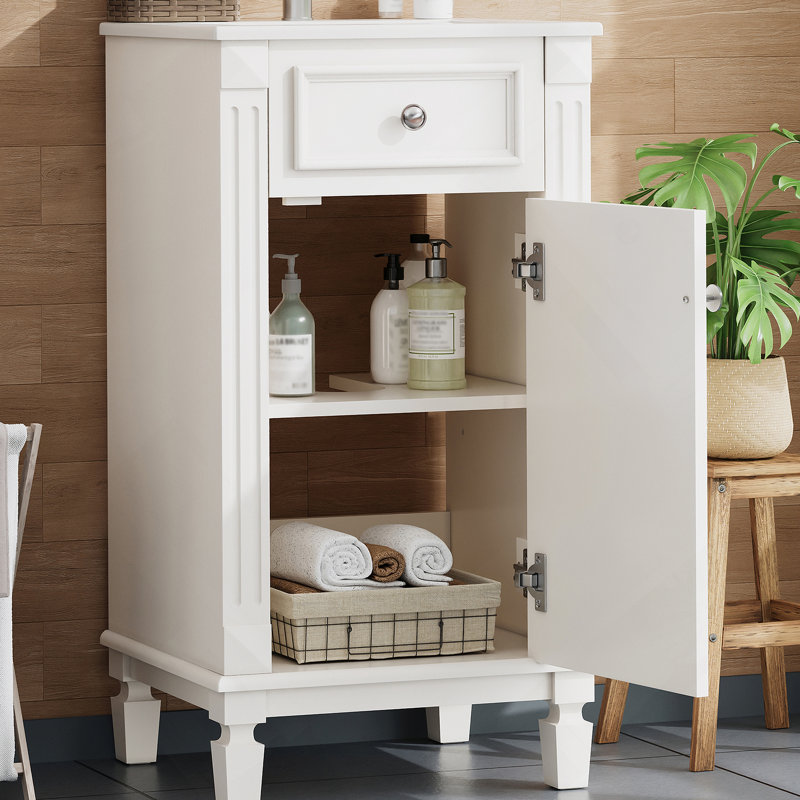 Meuble-lavabo de salle de bain avec lavabo en céramique, meuble-lavabo simple autoportant avec porte à fermeture douce, tablette réglable