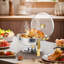 Elegant Food Warming Solution - Ensemble de 4 réchauds à vaisselle ronds en acier inoxydable 5 pte avec bord doré, couvercles et supports en verre visible - Serveurs de buffet parfaits pour les fêtes, les mariages et l'or-1832393210
