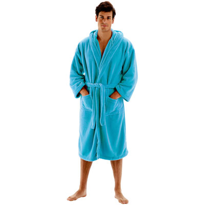 100% Microfiber Fleece Women's Above Knee Bathrobe with Pockets and Hood