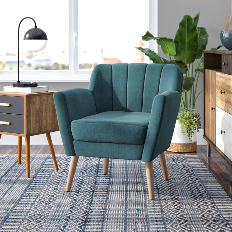 Faizah 28.3'' W Upholstered Armchair, Teal Polyester