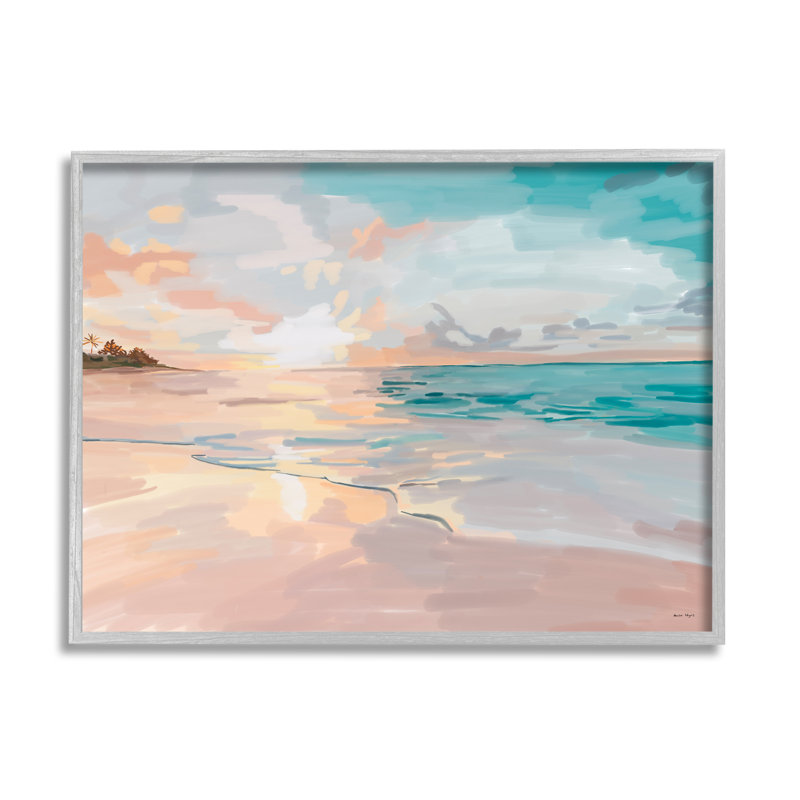 «Abstract Beach Sunset» par Amelia Noyes, H 24 po x l 30 po x P 1,5 po, Encadré gris