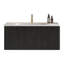 Meuble-lavabo flottant rayé en chêne noir brossé avec lavabo en céramique blanche, meuble-lavabo pour salle de bain moderne, pré-assemblé