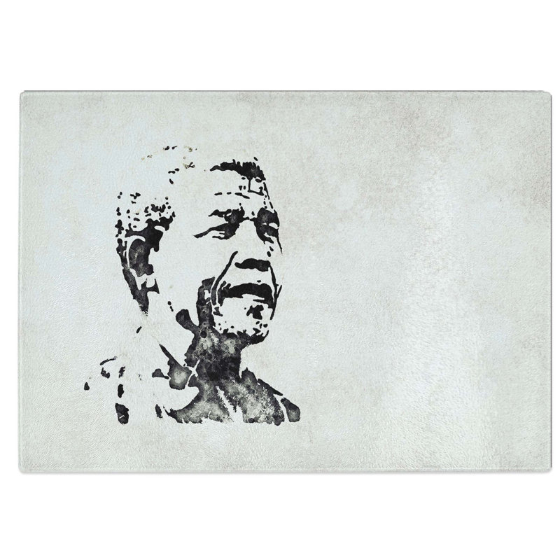 Tempered Glass Nelson Mandella Chopping Board, 28.5 cm W x 20 cm L
