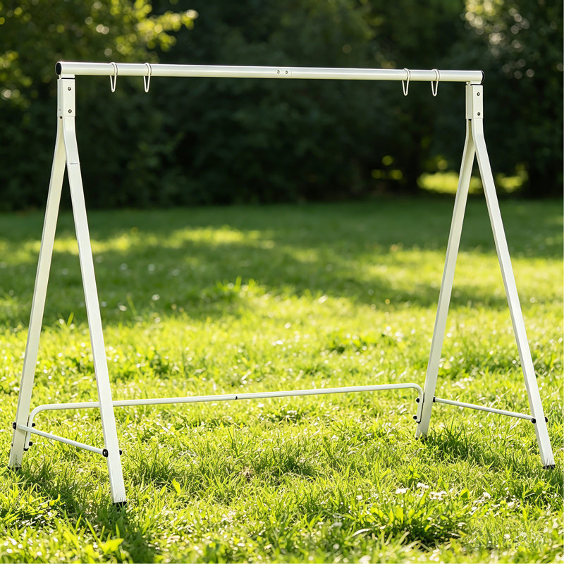 Portique de balancelle en métal blanc, structure de chaise suspendue robuste, capacité de poids de 528 lb, pour aire de jeu sur la pelouse du patio