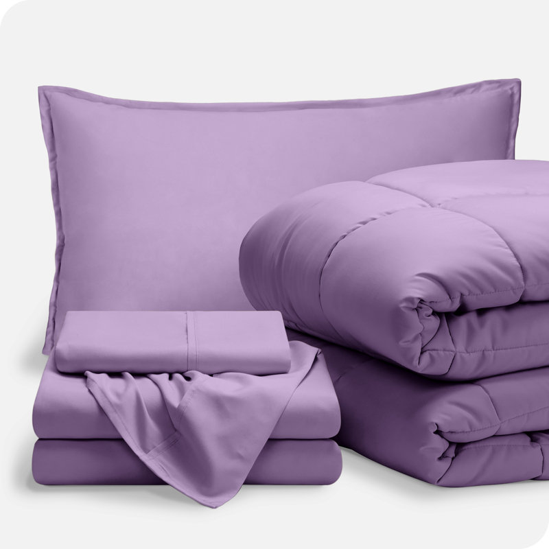 Modern & Contemporary Comforter, Lavender/Lavender, Twin Extra Long Comforter + Pillowcases